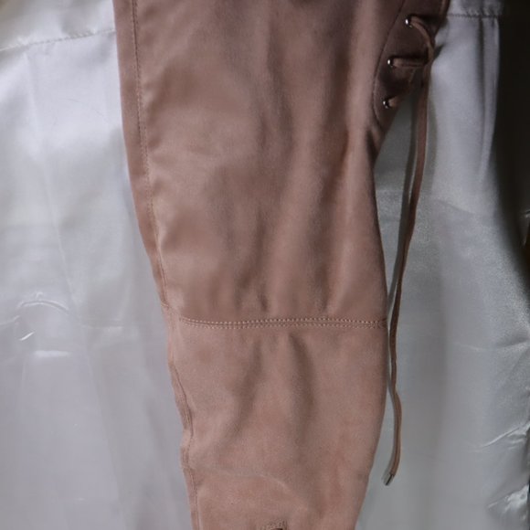 Peep Toe Over the Knee Suede Pink Boots Size 6 - Picture 6 of 16